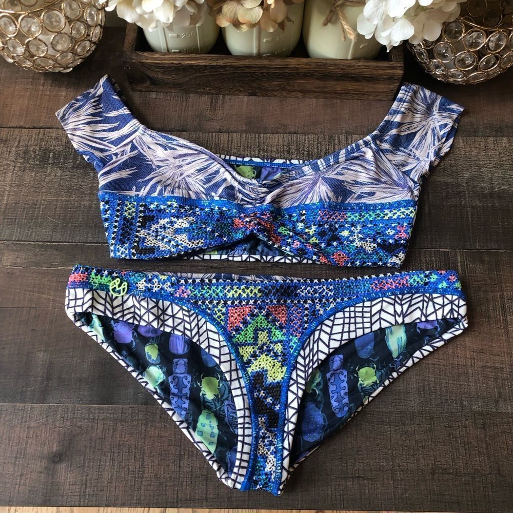 Maaji Blue Multi-Pattern Bikini Set